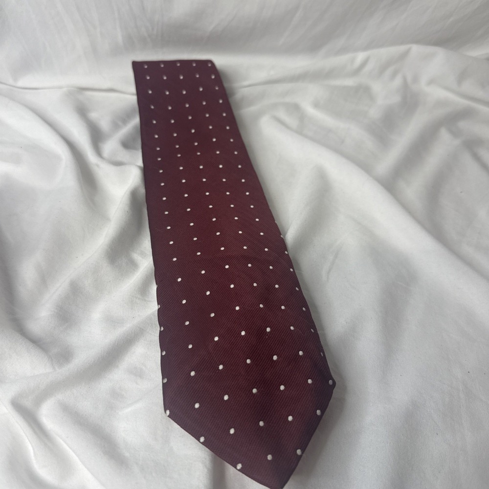 Vintage Burgundy White Polka Dot Classic Wemlon Wembley Crush it Poly Neck Tie